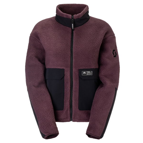 SCOTT Escape Heritage Pile Fleecejacke Damen – Cocoa Red - Black Vorderansicht