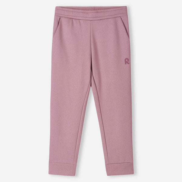 Pantaloni da jogging in pile Reima Nasta per bambini, grigio e rosa – Foto del prodotto (vista frontale)