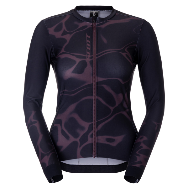 SCOTT Pro Mid Langarm-Radtrikot Damen Cocoa Red - Black Vorderansicht