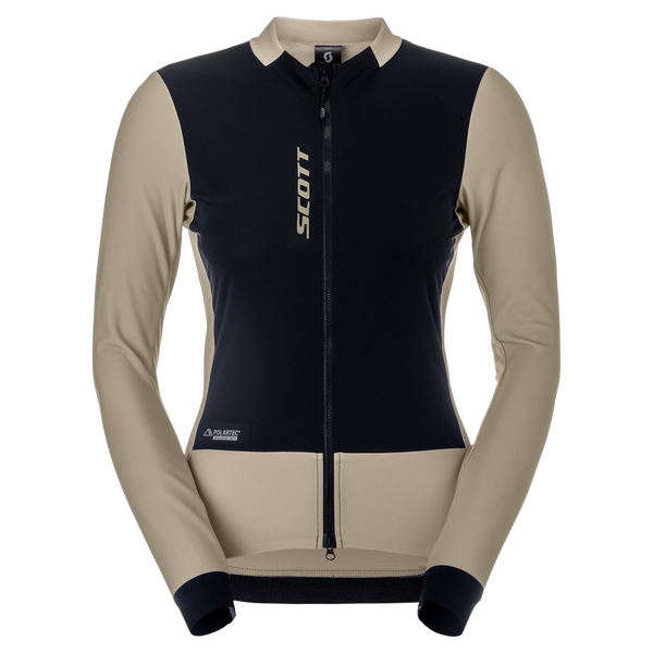 SCOTT Pro Warm Windbreaker Langarm-Radtrikot Damen - Portobello Beige - Black