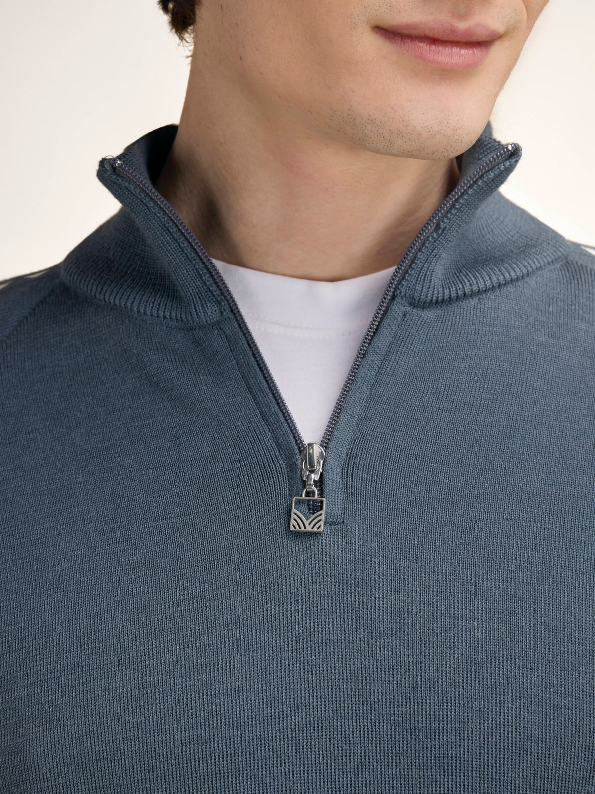 Dale Of Norway GEILO Merino-Pullover Herren – Steel - Offwhite – Detail