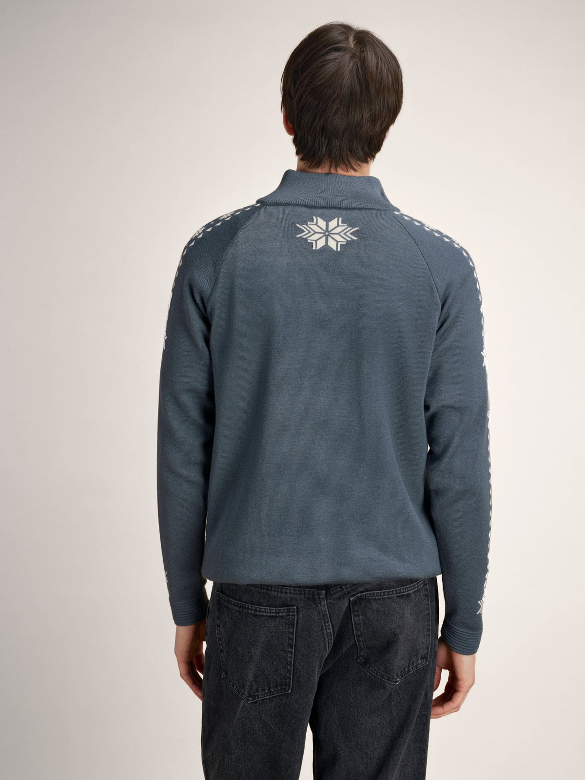 Dale Of Norway GEILO Merino-Pullover Herren – Steel - Offwhite – Rückansicht