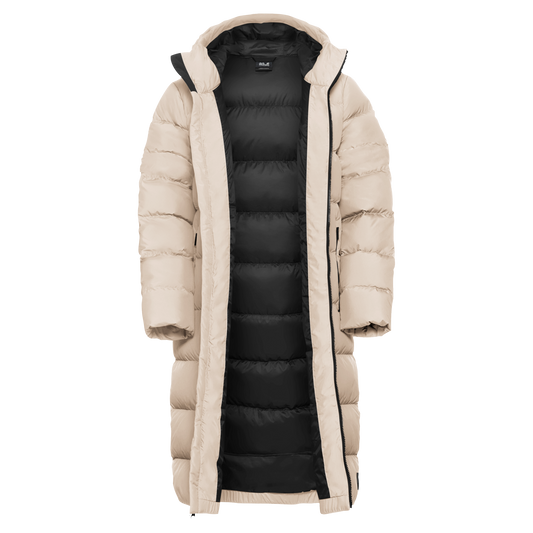 Jack Wolfskin FROZEN PALACE Damen-Daunenmantel Oyster – Packshot Rückansicht