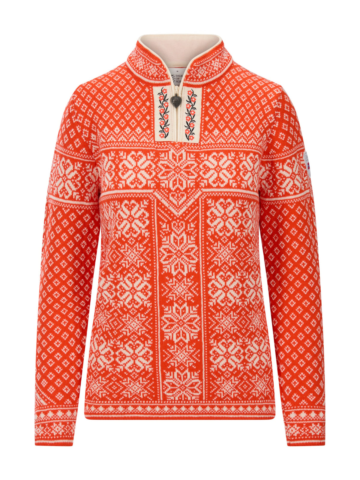Dale of Noorwegen PEACE wollen damessweater rood rood - gebroken wit Packshot