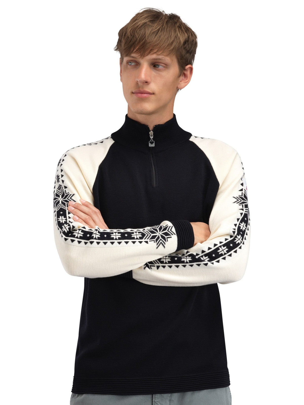 Dale Of Norway GEILO Merino-Pullover Herren – Black - Offwhite – Studio