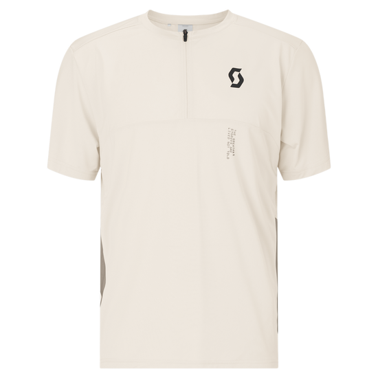 SCOTT Tee Vertic Zip Short Sleeve Herren – Cotton White - Toast Beige – Vorderansicht