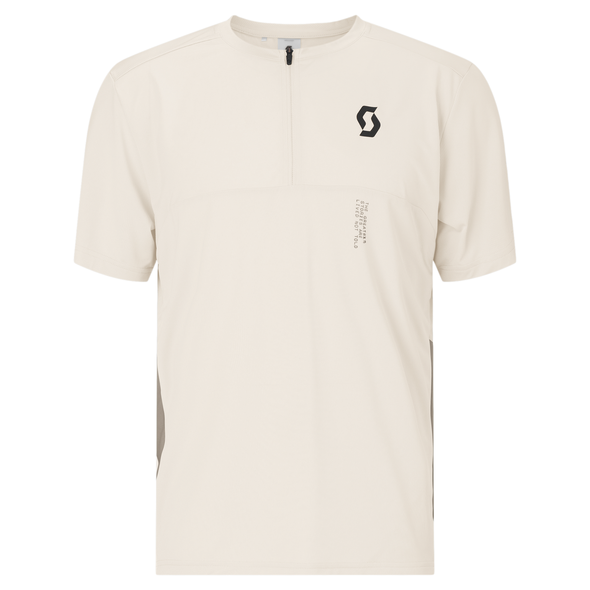 SCOTT Tee Vertic Zip Short Sleeve Herren – Cotton White - Toast Beige – Vorderansicht