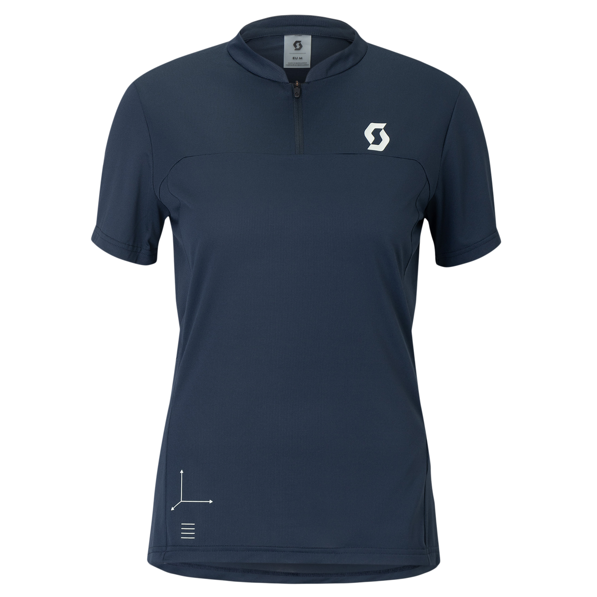 SCOTT Tee Vertic Zip Short Sleeve Damen – Dark Blue – Vorderansicht
