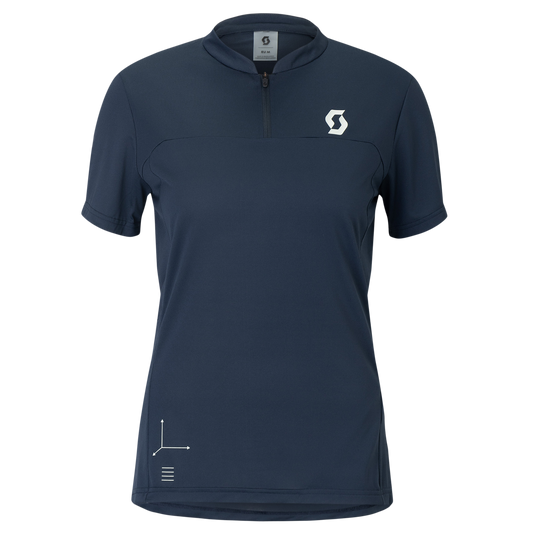SCOTT Tee Vertic Zip Short Sleeve Damen – Dark Blue – Vorderansicht