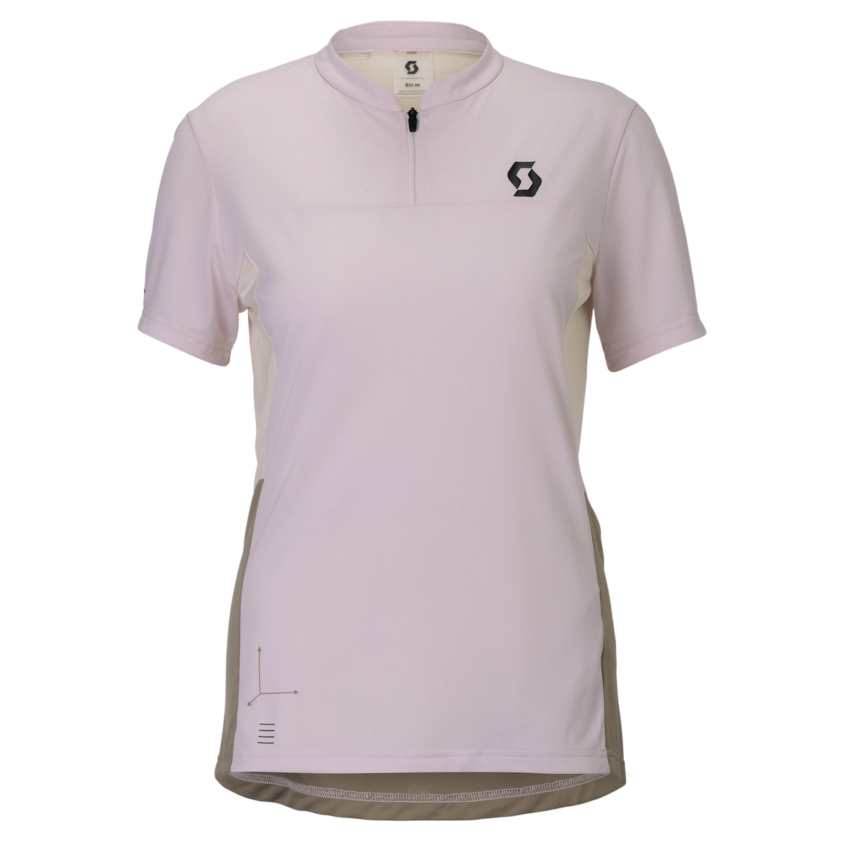 SCOTT Tee Vertic Zip Short Sleeve Damen – Bliss Pink - Cotton White – Vorderansicht