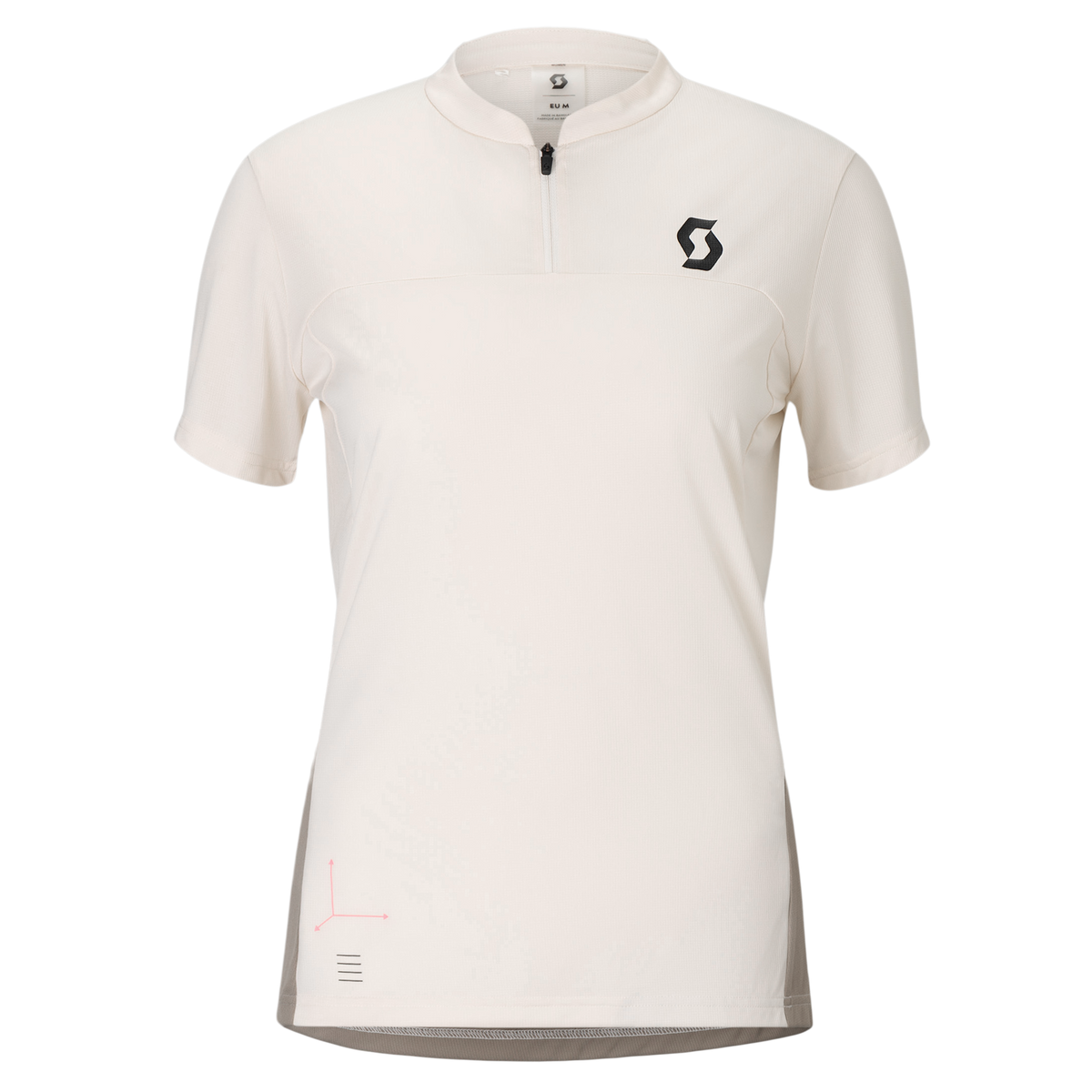SCOTT Tee Vertic Zip Short Sleeve Damen – Cotton White - Toast Beige – Vorderansicht