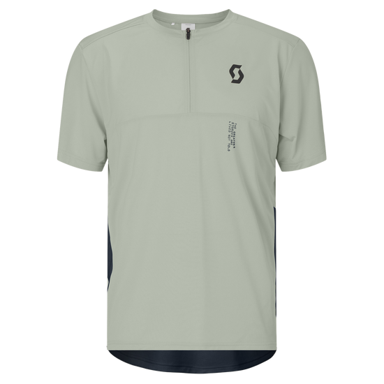 SCOTT Tee Vertic Zip Short Sleeve Herren – Spray Grey - Dark Blue – Vorderansicht