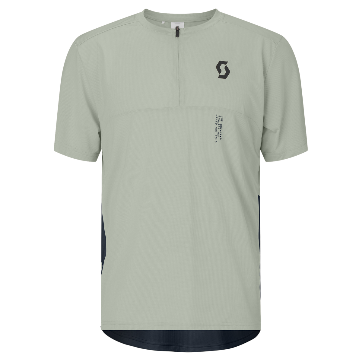 SCOTT Tee Vertic Zip Short Sleeve Herren – Spray Grey - Dark Blue – Vorderansicht