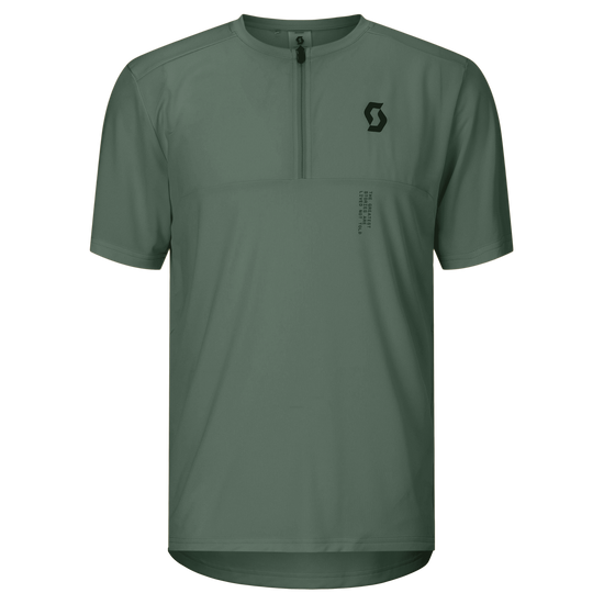 SCOTT Tee Vertic Zip Short Sleeve Herren – Tranquil Green – Vorderansicht