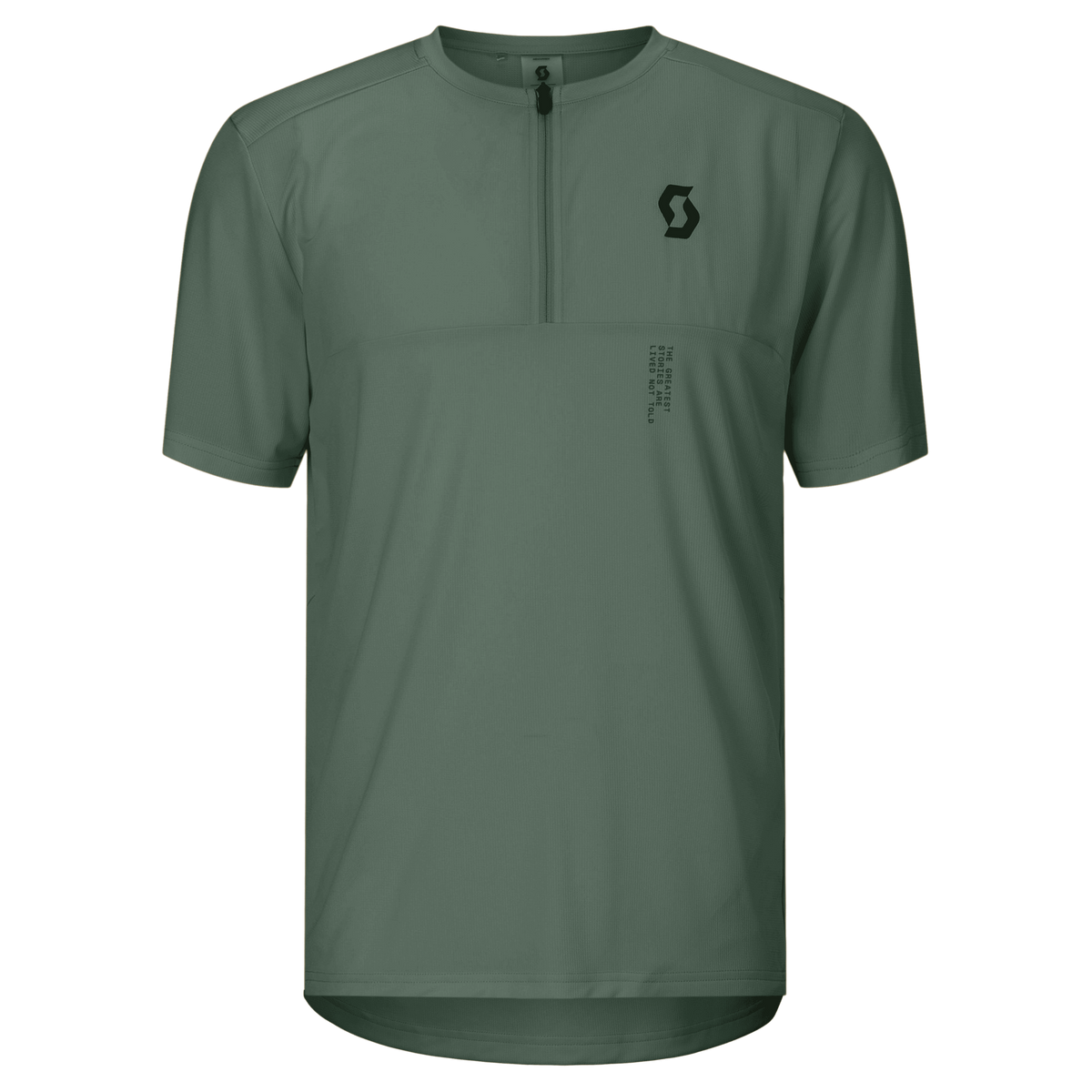 SCOTT Tee Vertic Zip Short Sleeve Herren – Tranquil Green – Vorderansicht