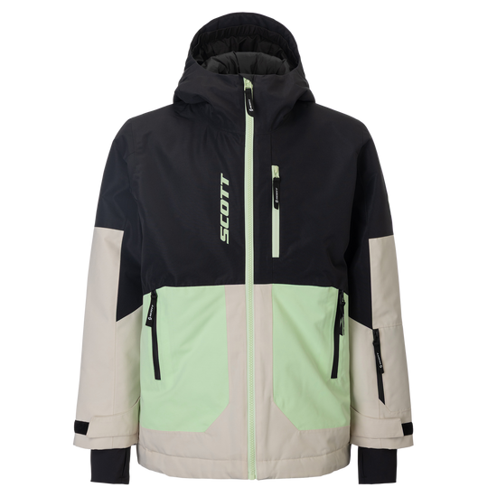 SCOTT Vertic Dryo Wintersportjacke Kinder – Black - Latte Beige – Vorderansicht