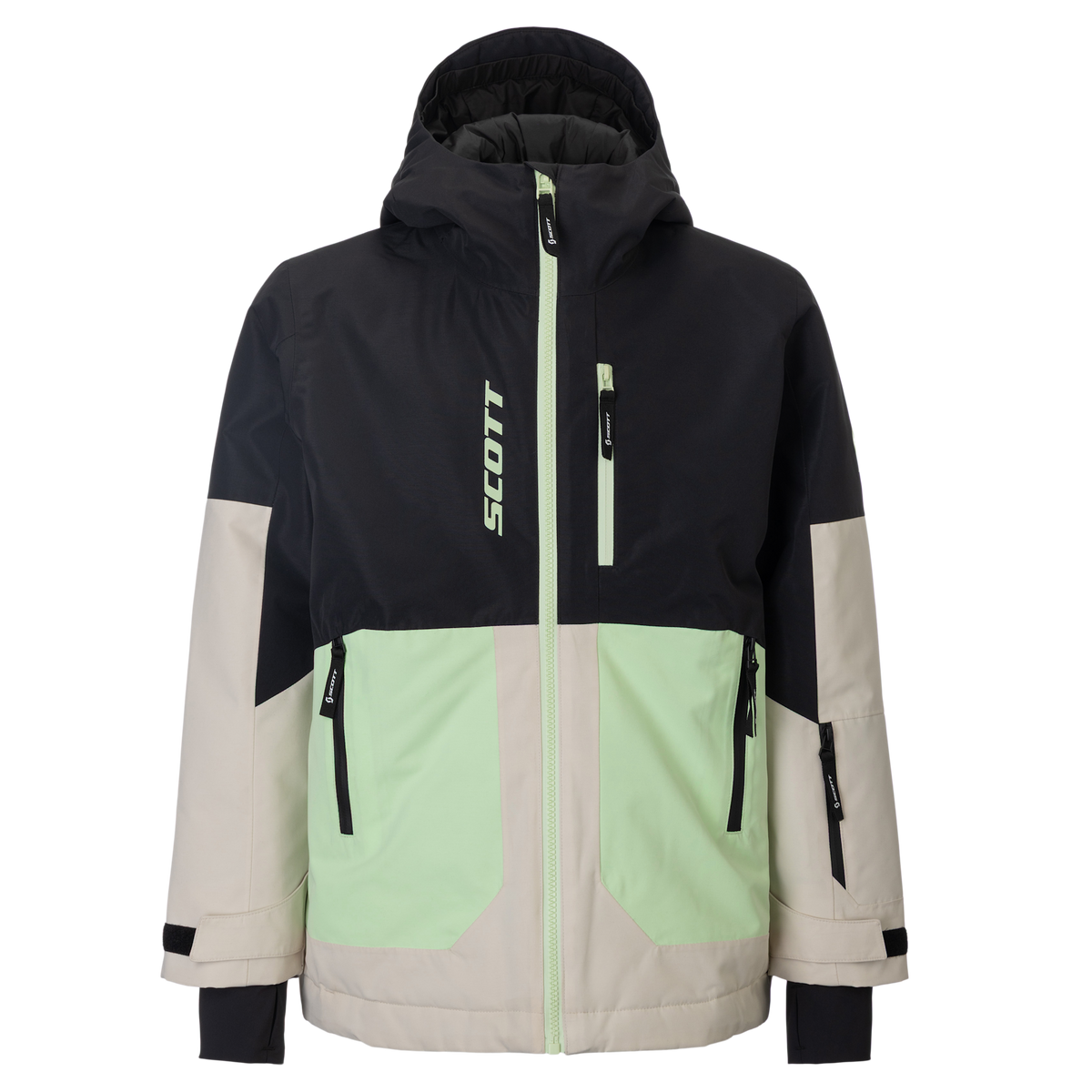 SCOTT Vertic Dryo Wintersportjacke Kinder – Black - Latte Beige – Vorderansicht
