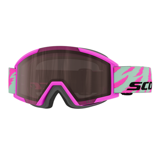 SCOTT Shield Pro Junior Skibrille - Neon Pink - Mint Green - Silver Chrome S2