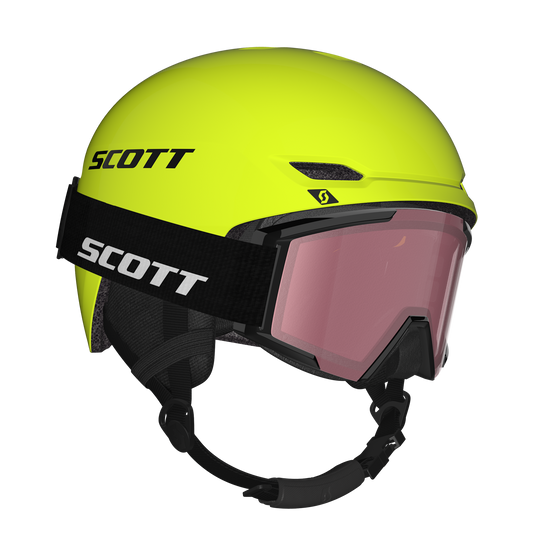 SCOTT Keeper 2 Helm + Shield Junior Skibrillen-Set Neon Yellow - Black