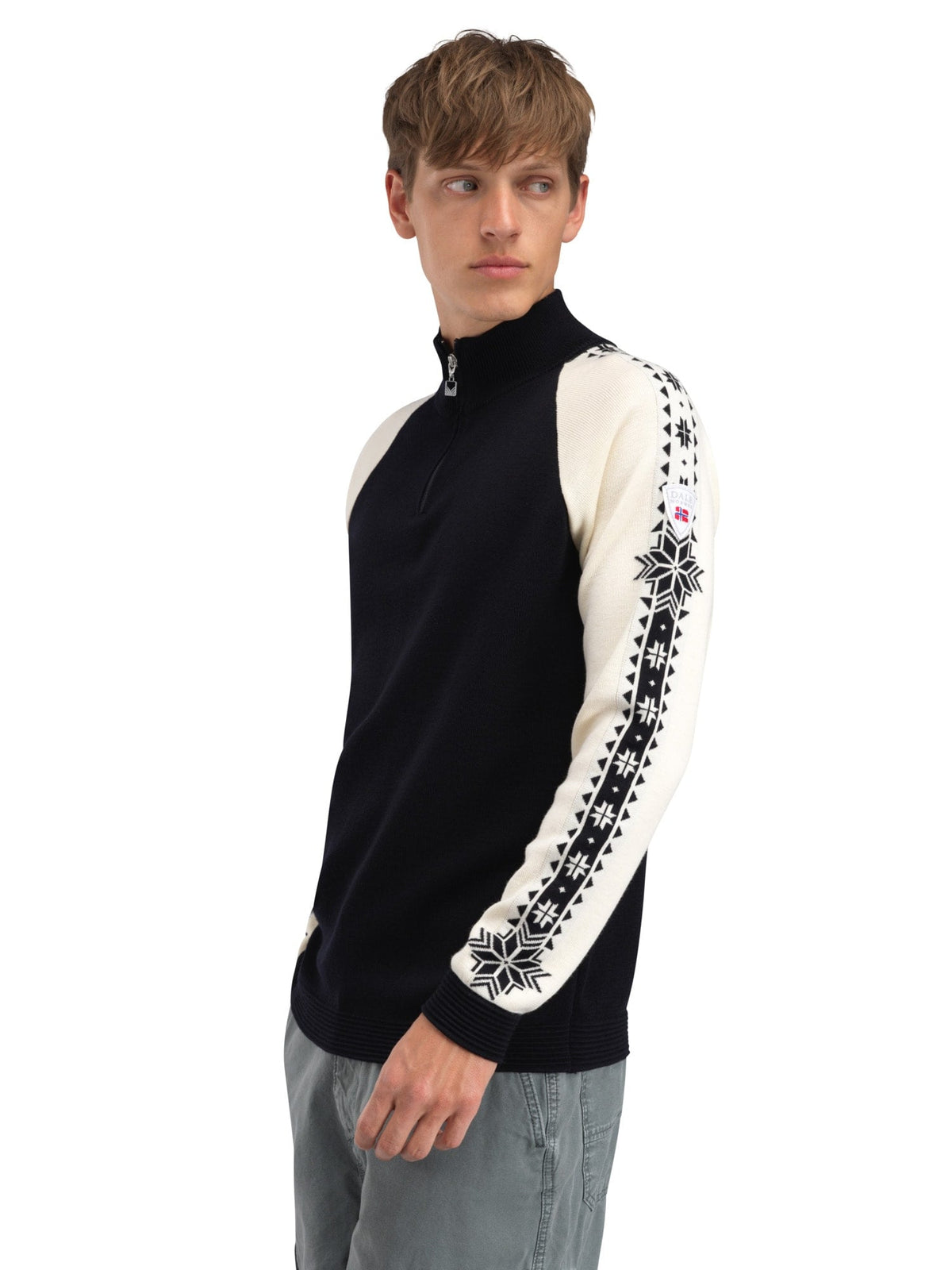 Dale Of Norway GEILO Merino-Pullover Herren – Black - Offwhite – Seitenansicht