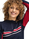 Dale Of Norway W AKSLA FEM BASELAYER HALF ZIP Navy Red OffWhite XL - PeakStyle