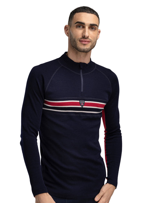 Dale Of Norway M AKSLA MASC BASELAYER HALF ZIP Navy Red OffWhite XXL - PeakStyle