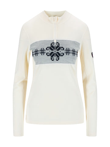 Dale Of Norway W FALKEBERG FEMININE BASELAYER HALF ZIP Offwhite Navy XL - PeakStyle