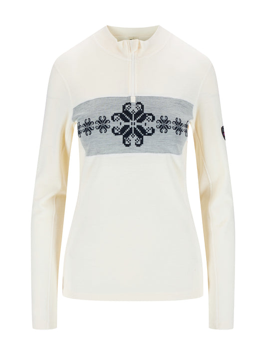 Dale Of Norway W FALKEBERG FEMININE BASELAYER HALF ZIP Offwhite Navy XL - PeakStyle