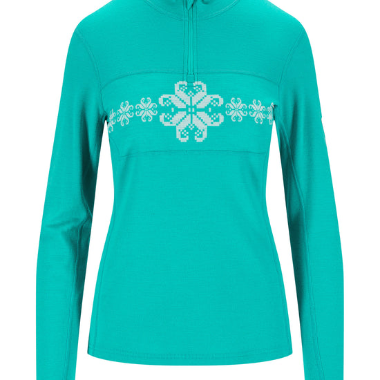 Dale Of Norway W FALKEBERG FEMININE BASELAYER HALF ZIP Peacock Offwhite XL - PeakStyle