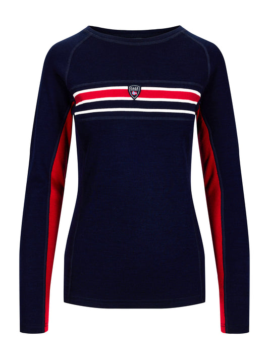 Dale Of Norway W AKSLA FEMININE BASELAYER CREW NECK Navy Red OffWhite XL - PeakStyle