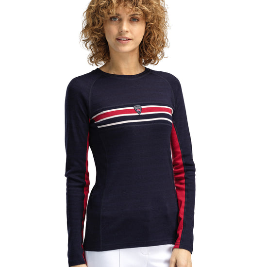 Dale Of Norway W AKSLA FEMININE BASELAYER CREW NECK Navy Red OffWhite XL - PeakStyle