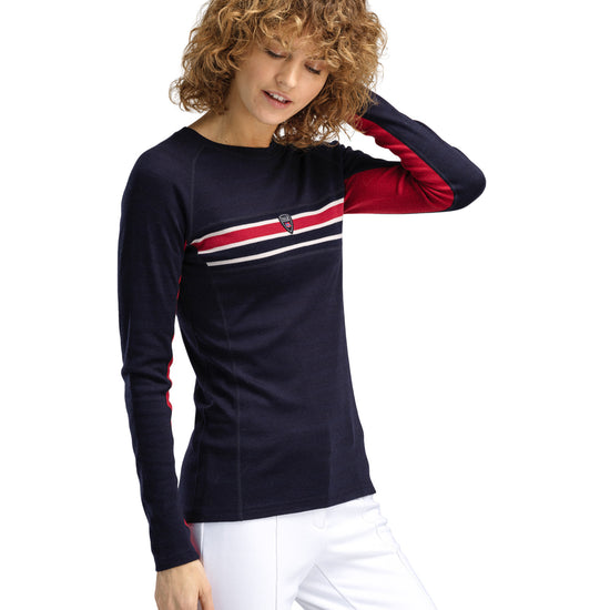Dale Of Norway W AKSLA FEMININE BASELAYER CREW NECK Navy Red OffWhite XL - PeakStyle