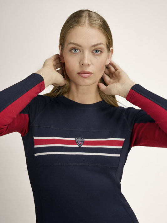 Dale of Norway Aksla Damen Crew Neck Navy - Red - Offwhite – Studio 1