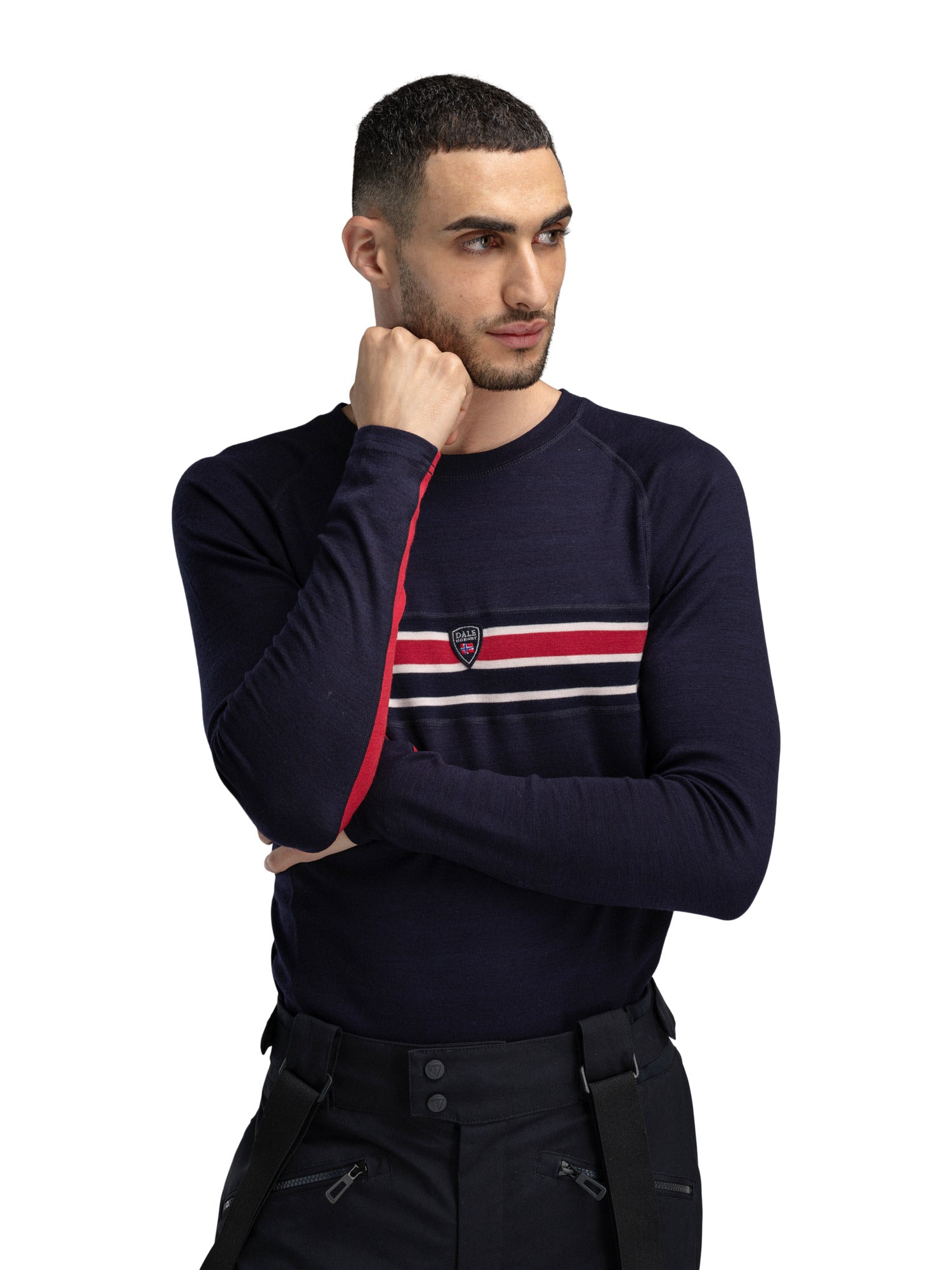 Dale Of Norway M AKSLA MASCULINE BASELAYER CREW NECK Navy Red OffWhite XXL - PeakStyle