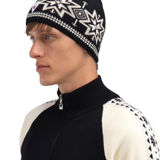 Dale Of Norway TINDEFJELL HAT Black Offwhite Mountainstone One size - PeakStyle