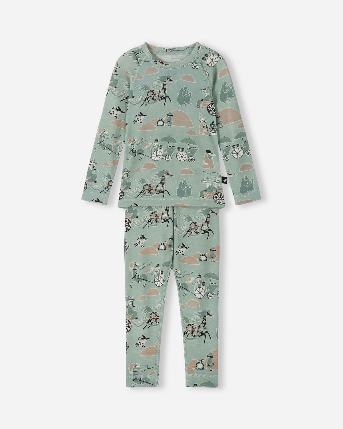 Reima Moomin Trivsam Funktionsunterwäsche Set Kleinkinder Airy Green – Packshot Vorderseite