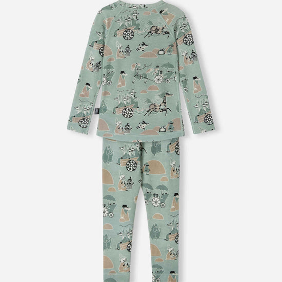 Reima Moomin Trivsam Funktionsunterwäsche Set Kleinkinder Airy Green – Packshot Rückseite