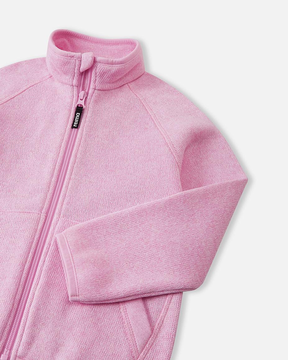 Reima Hopper Fleecejacke Kinder Light Heather Detailansicht Kragen und Ärmel