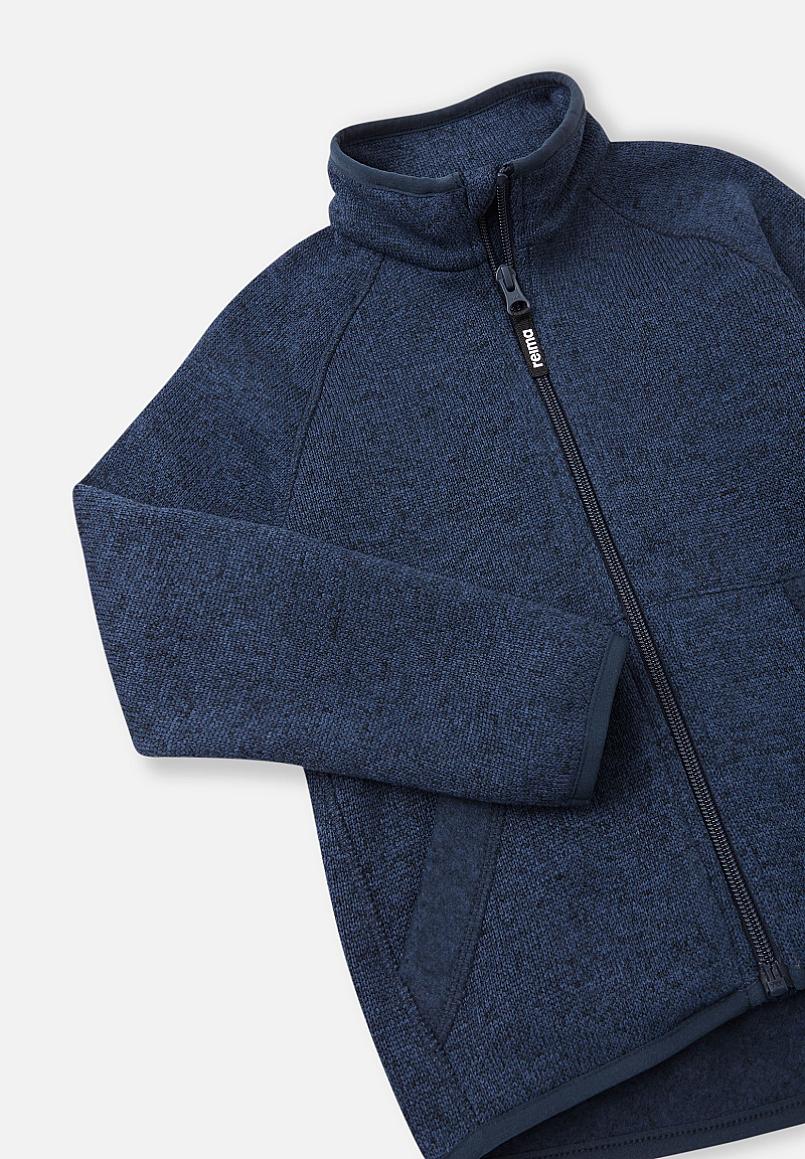 Reima Hopper Fleecejacke Kinder Jeans blue Detailansicht Ärmel