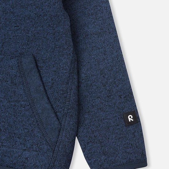 Reima Hopper Fleecejacke Kinder Jeans blue Detailansicht Logo