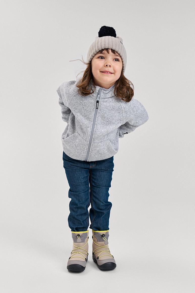 Reima Hopper Fleecejacke Kinder Melange grey Detailansicht Saum