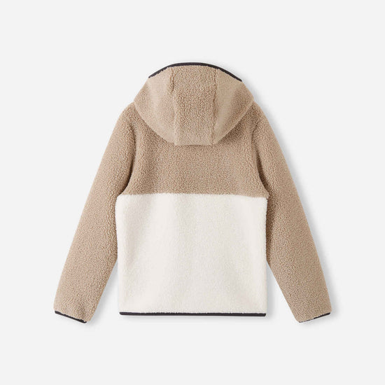 Chaqueta de forro polar Teddy de Reima Muhkea para niños, color Earthy Beige – Foto del producto (parte trasera)