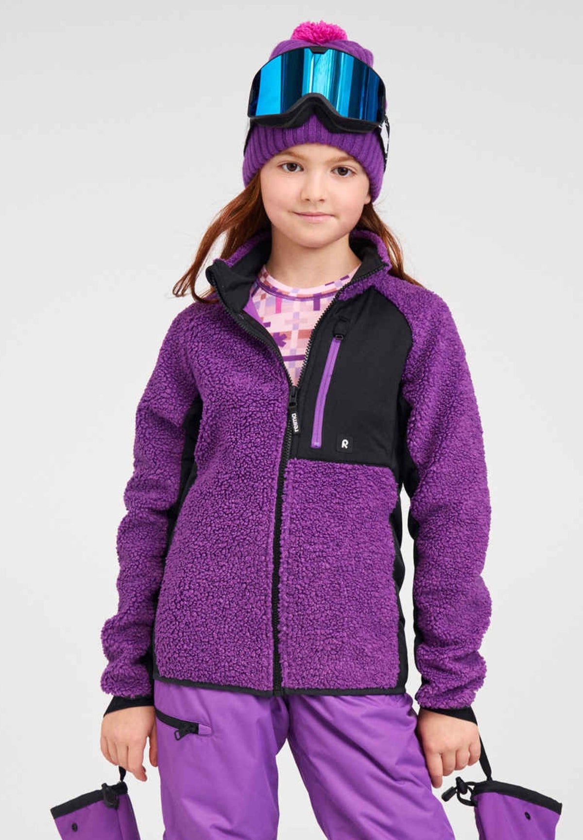 Giacca in pile Teddy Reima Puhku per bambini – Plum Purple