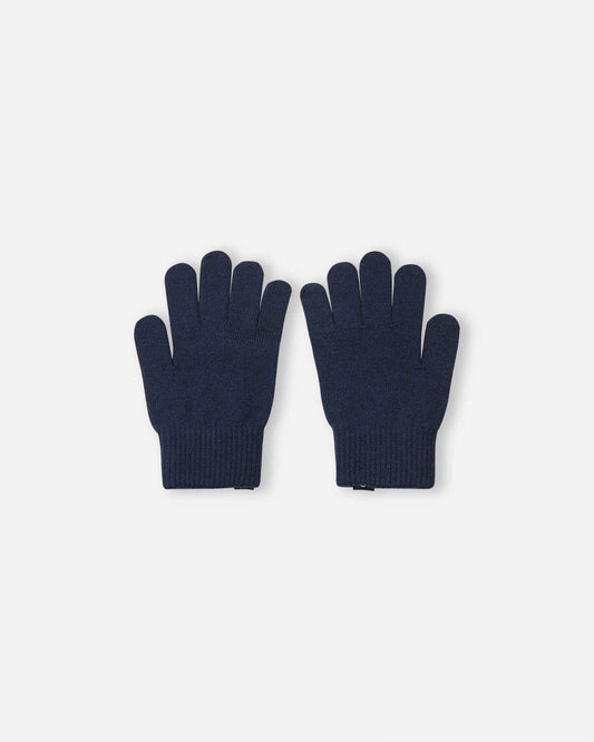 Guantes de merino con dedos Reima Sormin para niños, color azul marino – Foto del producto (parte trasera)
