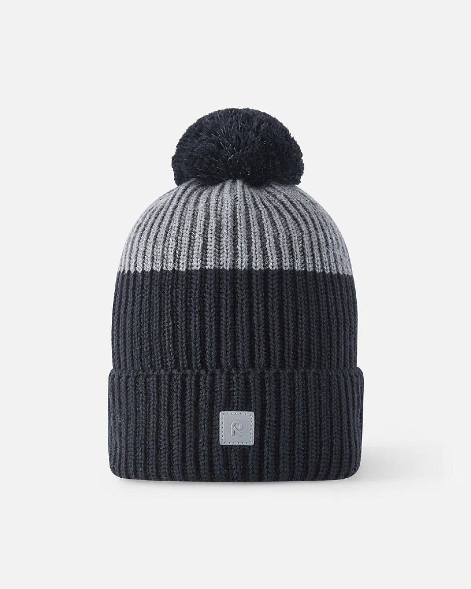 Reima Pilke reflektierende Wollmix-Beanie in Black – Vorderansicht