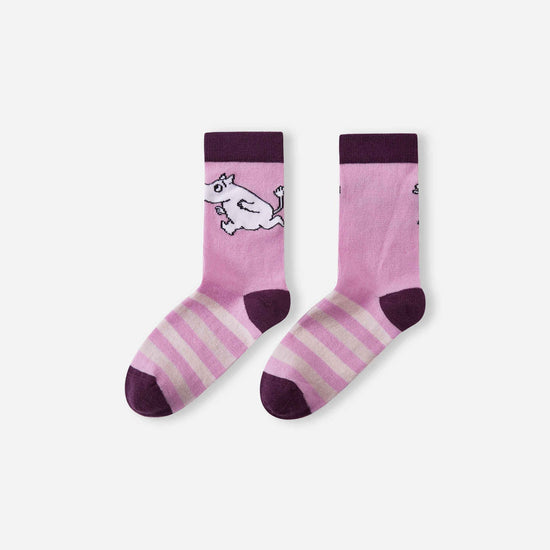 Calcetines de lana Reima Moomin Randig para niños, gris y rosa – Foto del producto 1