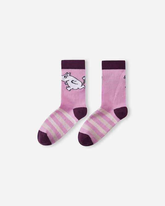 Calcetines de lana Reima Moomin Randig para niños, gris y rosa – Foto del producto 1