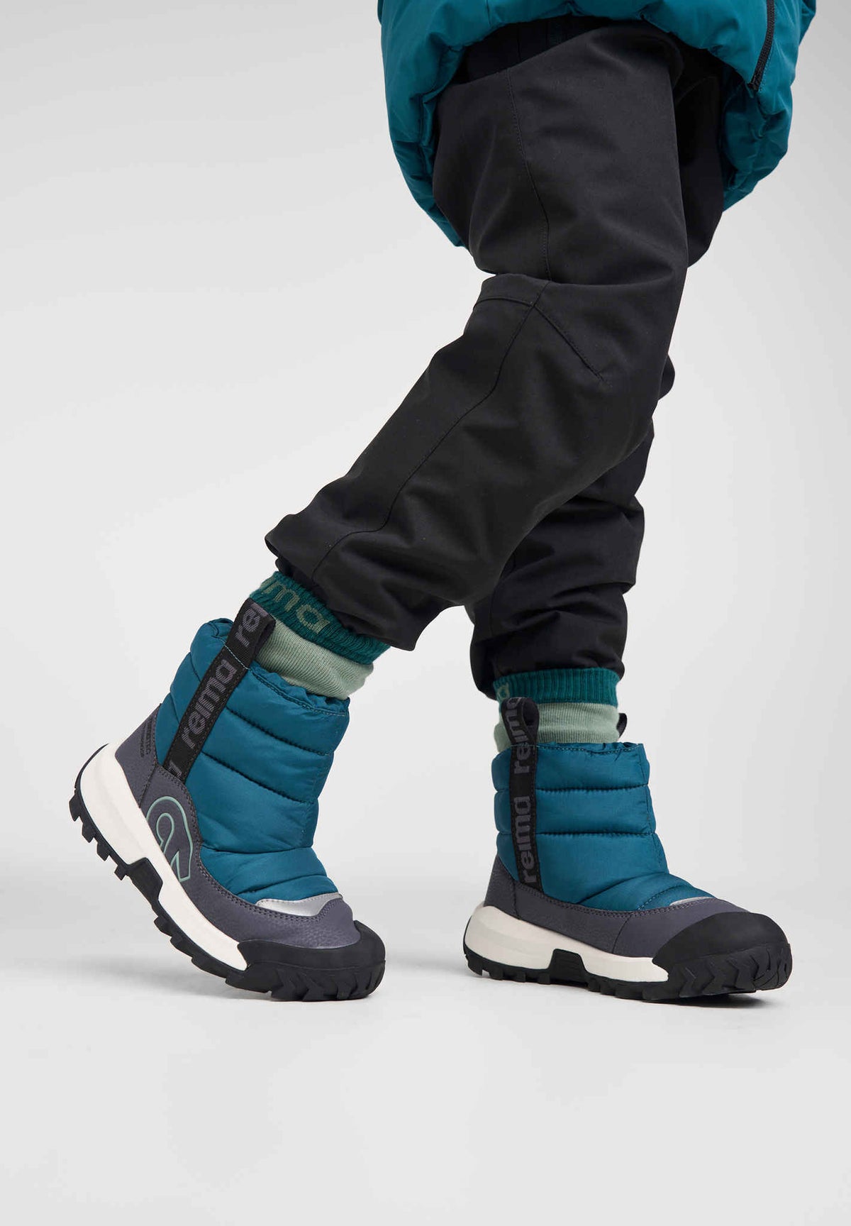 Bottes d'hiver Reima Lumiloma ReimaTec pour enfants, couleur Dark Teal – Photo en studio 1