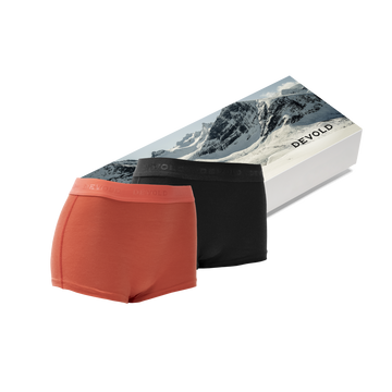 Devold BREEZE 150 Damen Merino Hipster 2er-Pack – Black/Coral – Packshot