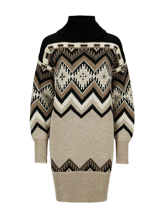 Dale Of Norway SKÅLA DRESS Sand Black Beige Offwhite S - PeakStyle